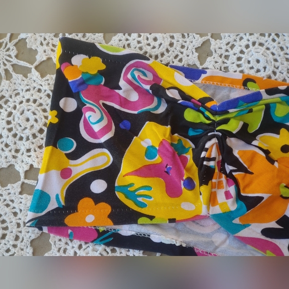 Vintage Retro Colorful Floral Poka Dot Mod Handmade 90s Tube Top - Picture 5 of 10